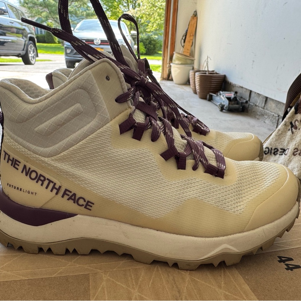 The North Face Beige and Dark Purple Boots